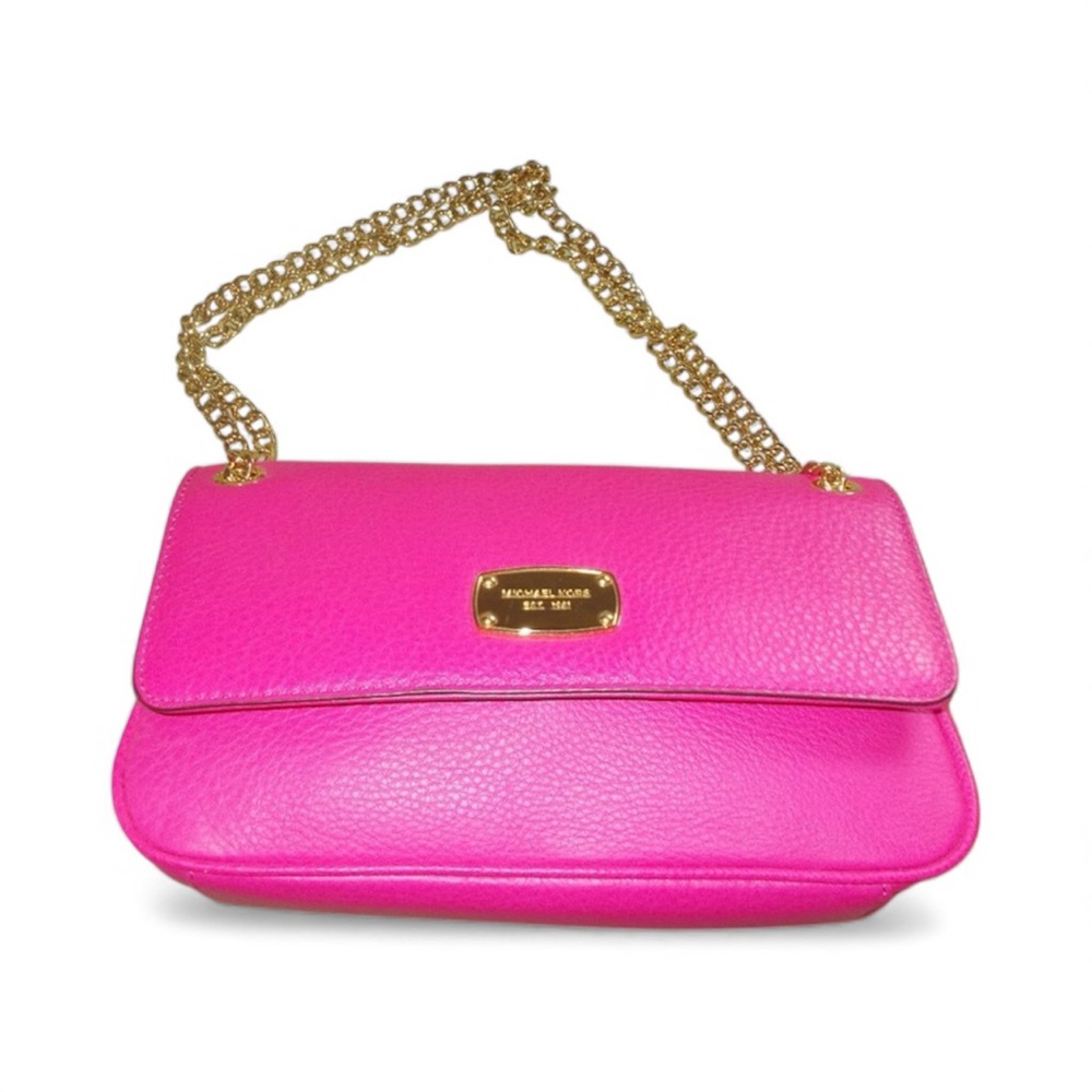 Michael kors women's Fascia Pink Shoulder Purse with gold Chain